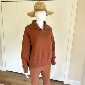 CALIA by Carrie Underwood Brown Cowl Turtleneck Zip Sweater